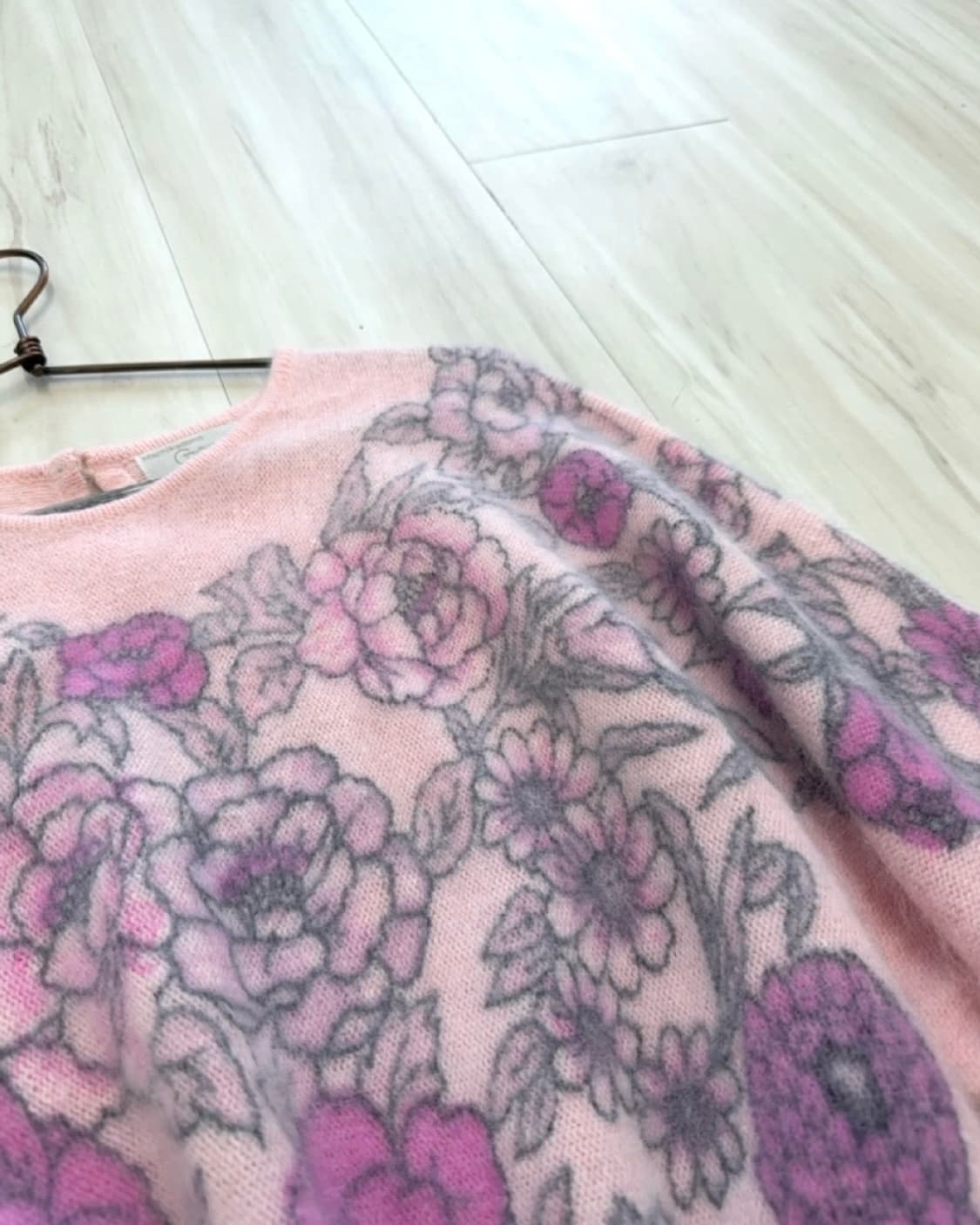 Baby pink wool flower knit top 상품이미지8