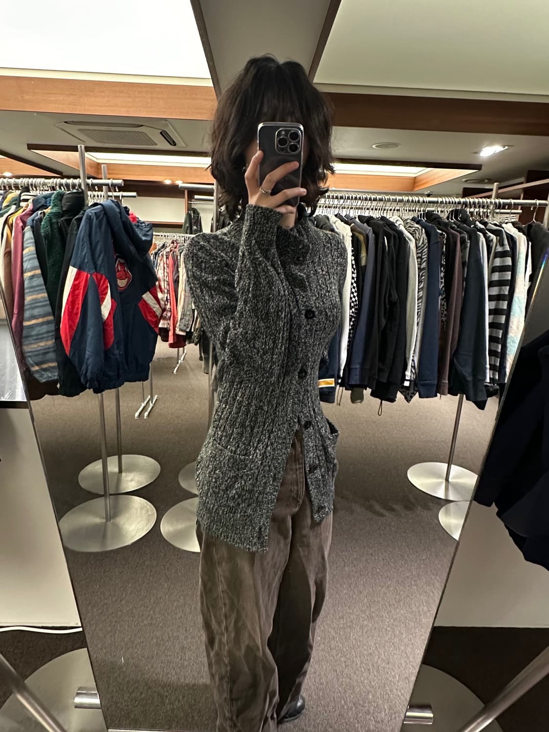 XL)in the attic 빈티지 보카시 버튼 니트 가디건 상품이미지1