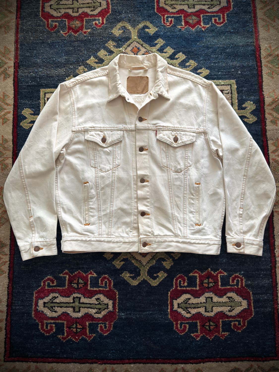 90s USA 리바이스 70507-0251 화이트 코튼 트윌 트러커 자켓 상품이미지1