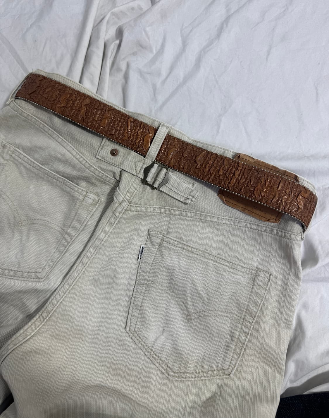 빈티지 크랙 볼 스터드 레더 벨트 상품이미지2