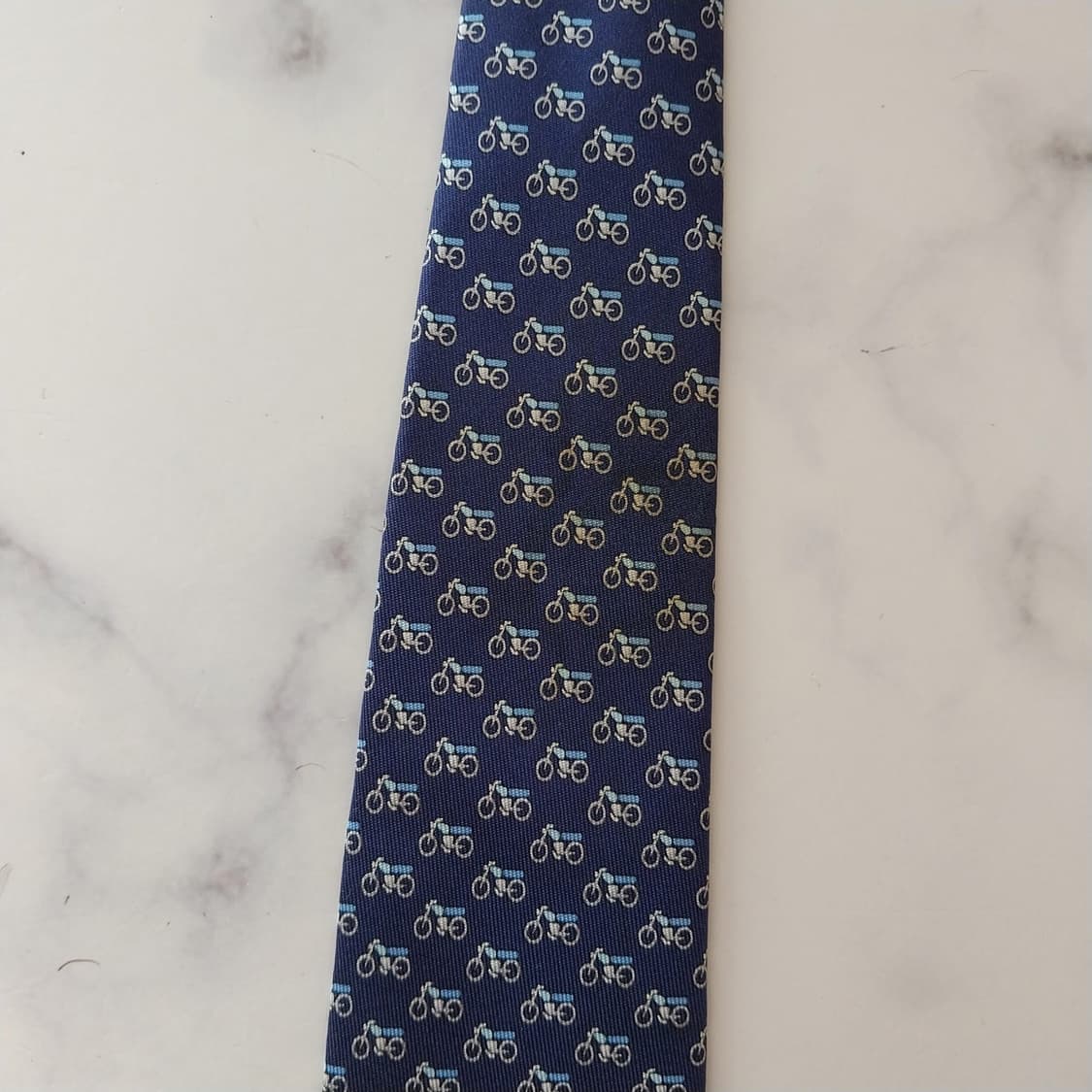 페라가모 실크 네이비 바이크 패턴 넥타이 8cm B등급 k1666 상품이미지7