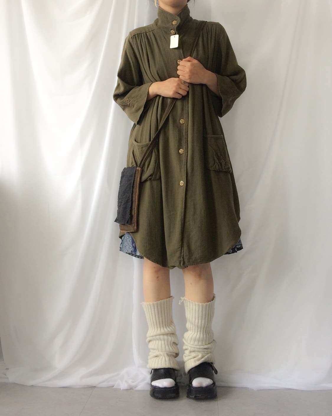 Embroidery point high neck long jacket 상품이미지10