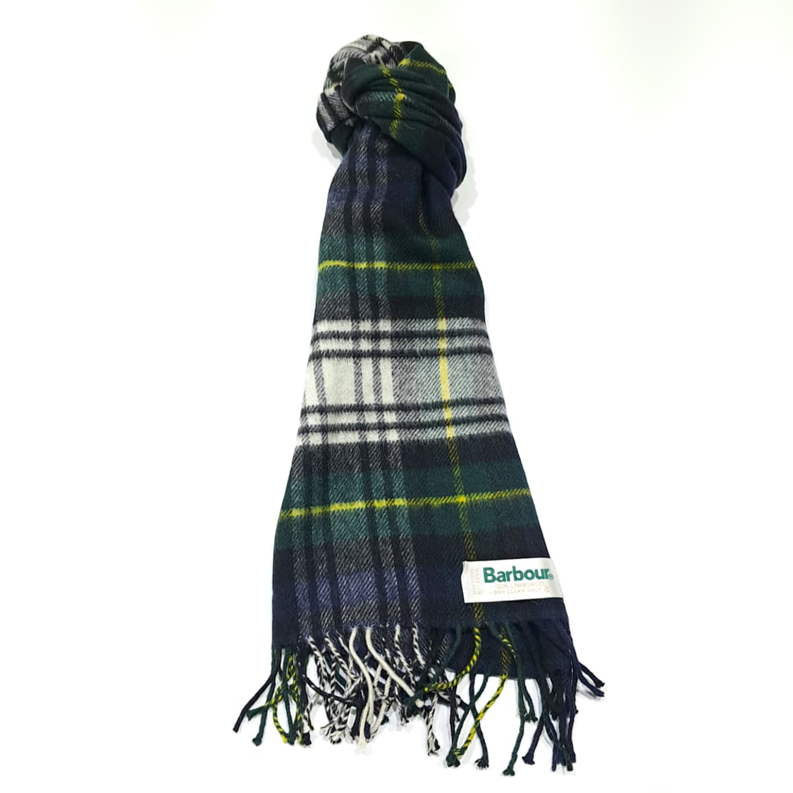MX619 바버 90s 스코틀랜드판 램스울 타탄체크 네이비 머플러 목도 상품이미지3