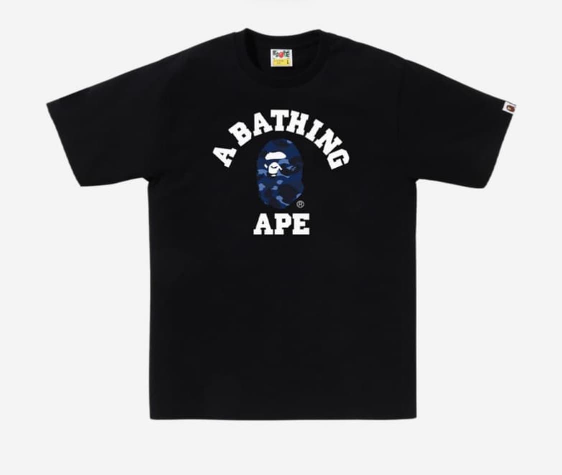 [새상품]BAPE 컬러 카모 컬리지 반팔티셔츠 블랙 네이비 (일본 상품이미지1