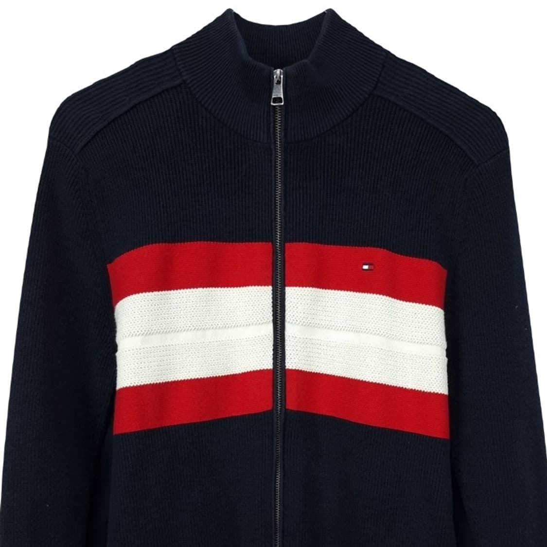 [타미힐피거] 스몰 로고 자수 니트 집업 가디건 M19499 상품이미지4