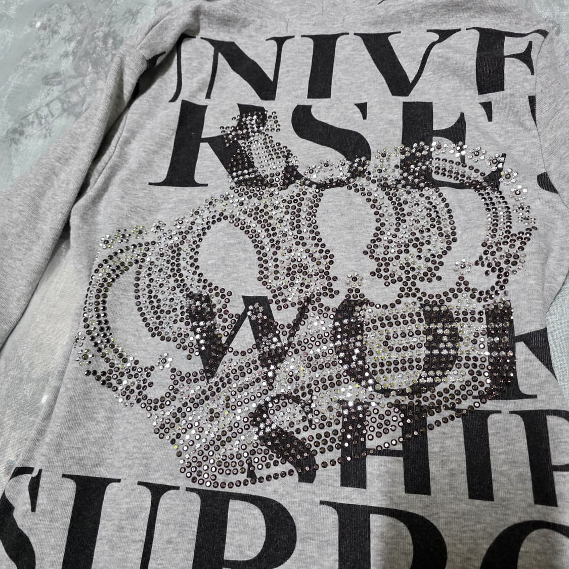 빈티지 왕관 레터링 큐빅 긴팔 탑 펑크 y2k 상품이미지3