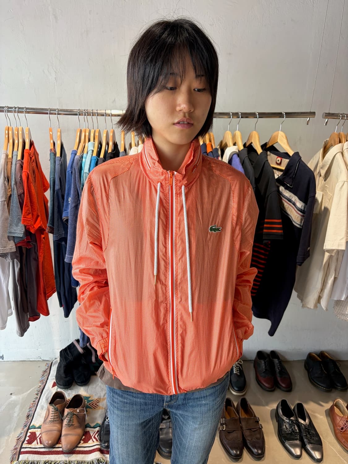 Lacoste 체크 윈드브레이커 M 상품이미지5