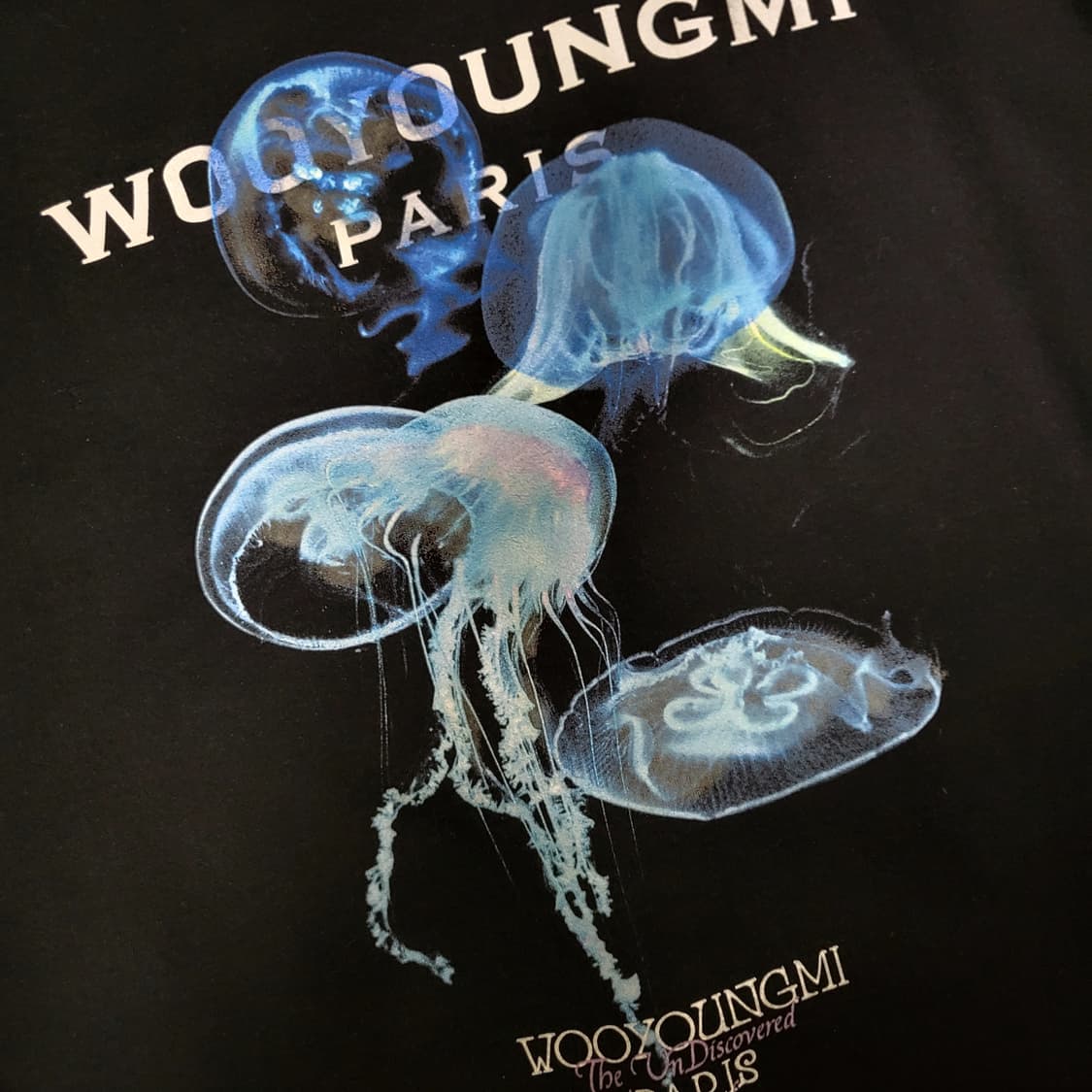 24SS 우영미 젤리피쉬 백로고 후드티 50사이즈 블랙 상품이미지3