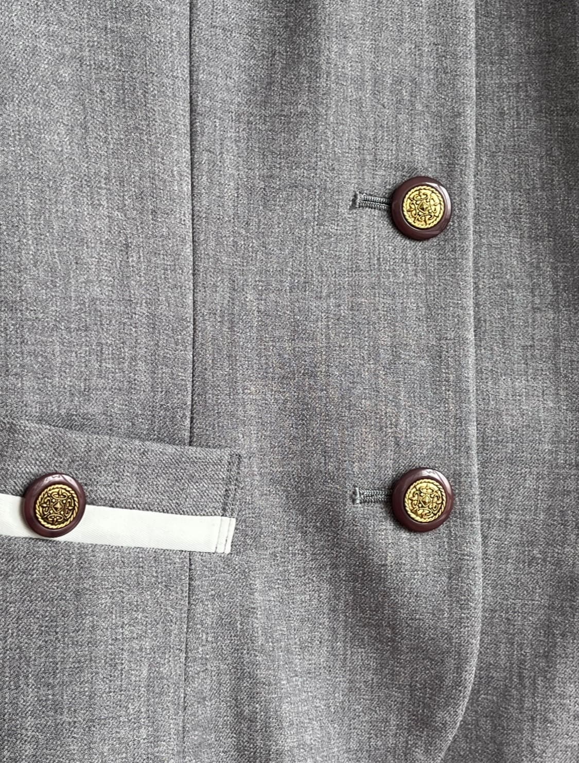 NANSHO 골드버튼 레트로 배색 그레이 자켓 상품이미지3