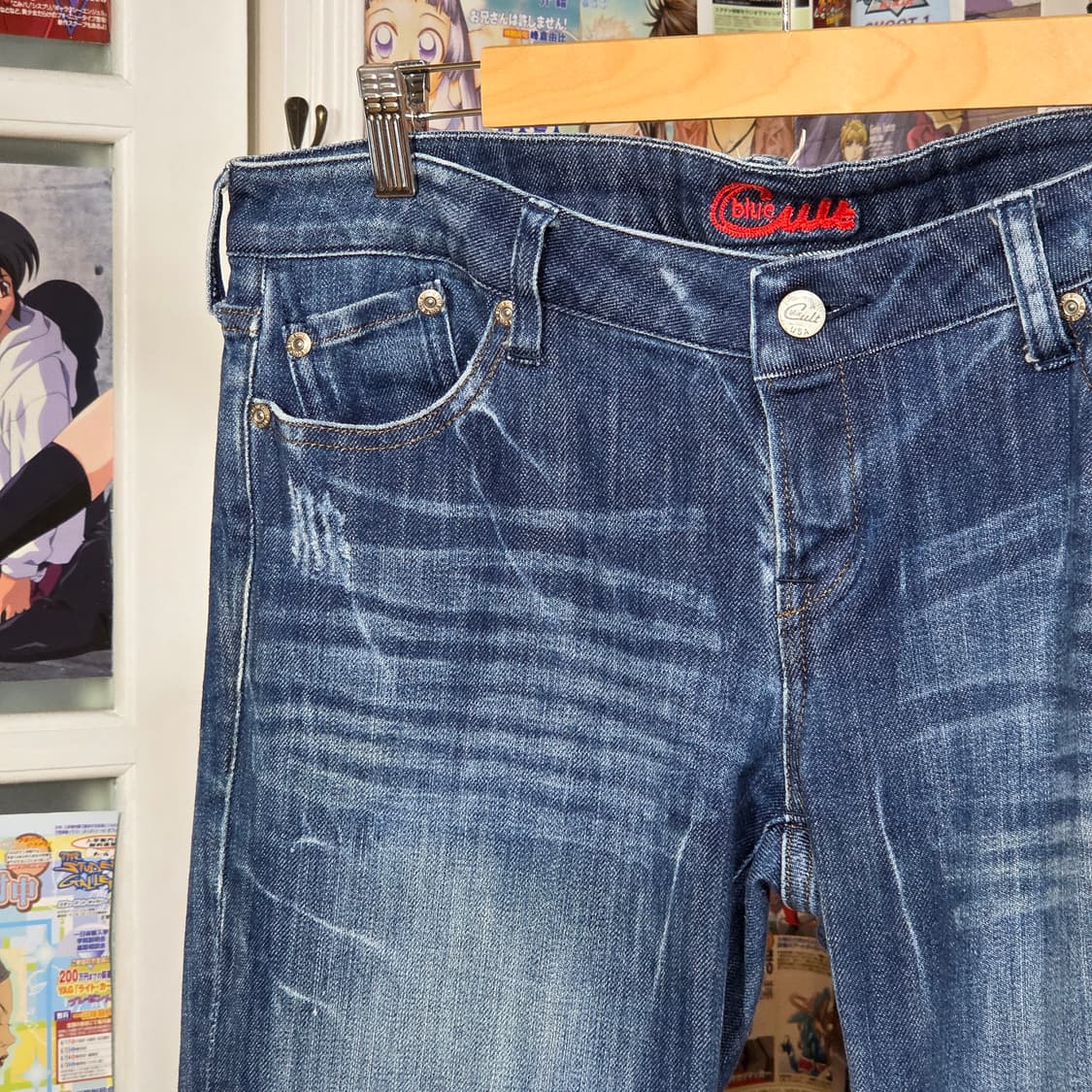 빈티지 중청 워싱 로우라이즈 플레어 데님 팬츠 상품이미지6