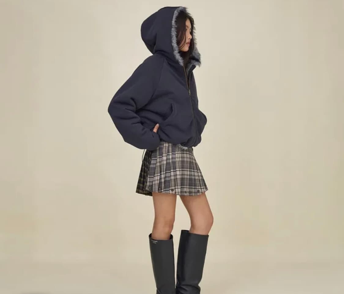 글로니MOOR REVERSIBLE FUR JACKET (CHARCOAL) 상품이미지2