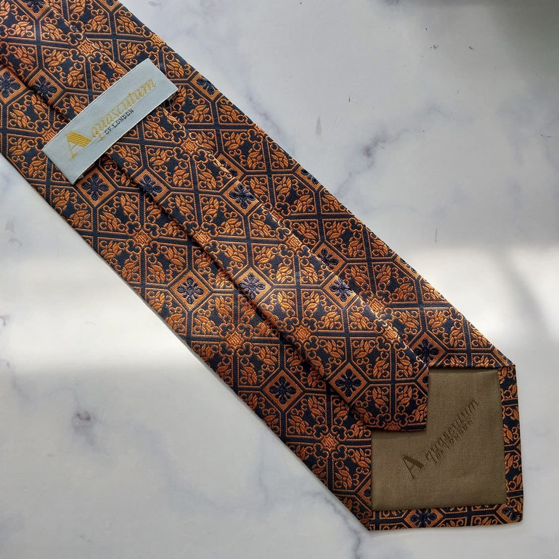 아쿠아스큐텀 넥타이 브라운 자카드 패턴 9.6cm A+등급 K2060 상품이미지8