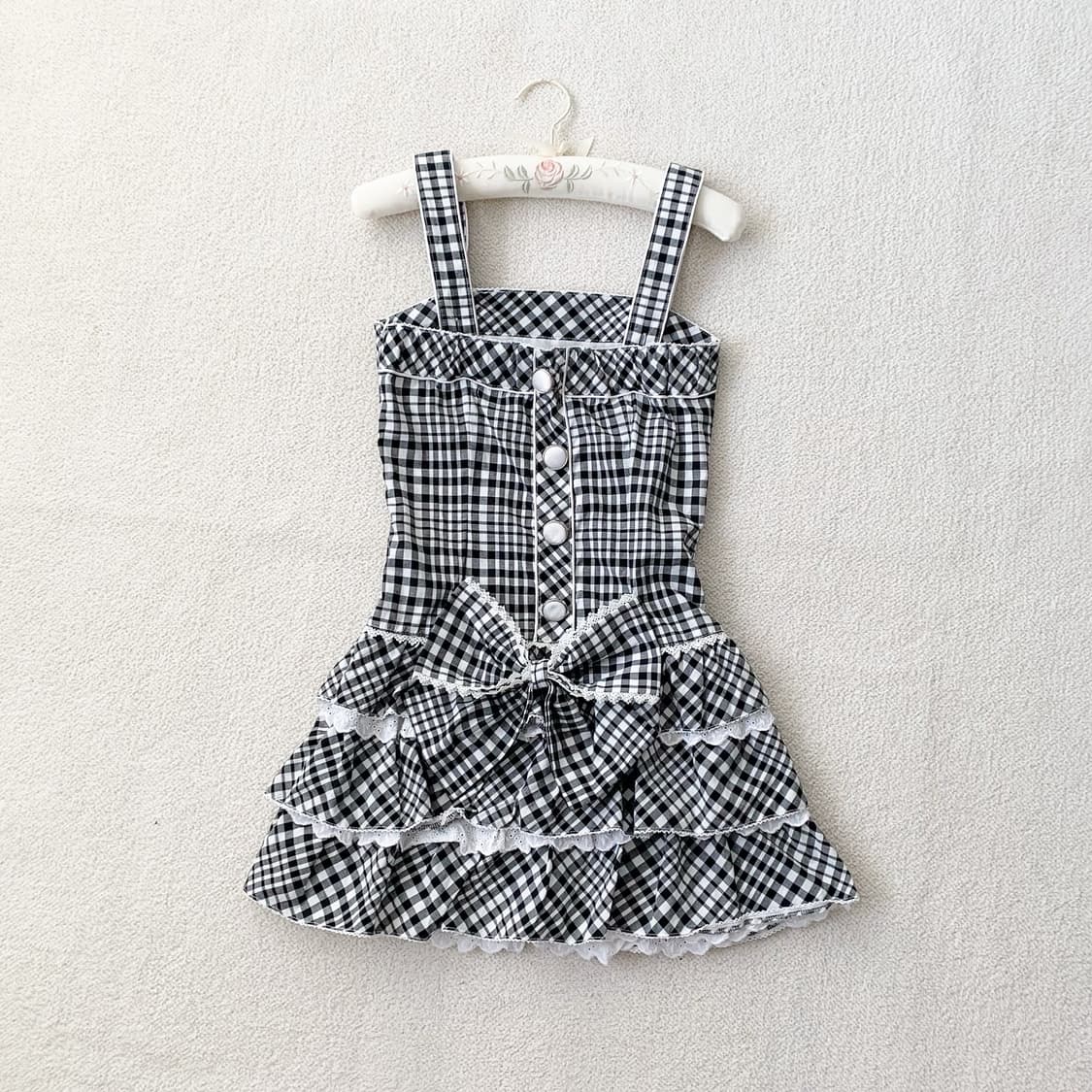 Cecil Mcbee 세실맥비 체크 왕리본 원피스 상품이미지2