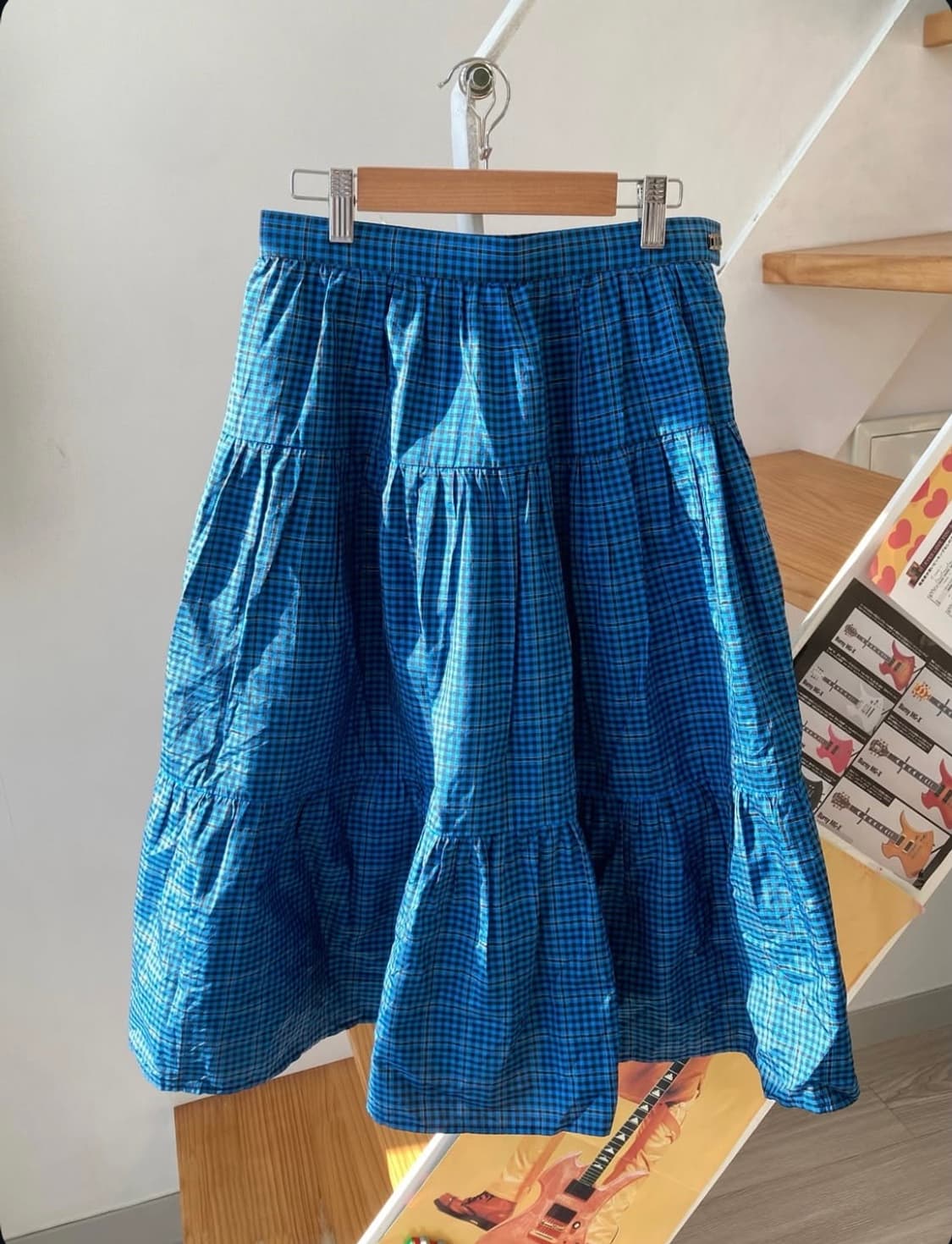 빈티지 블루 체크 스커트 상품이미지3