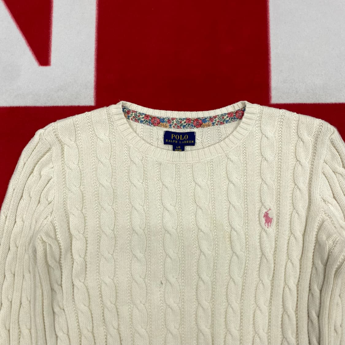 폴로 핑크포니 딱붙핏 니트 실측 여성 44 상품이미지3