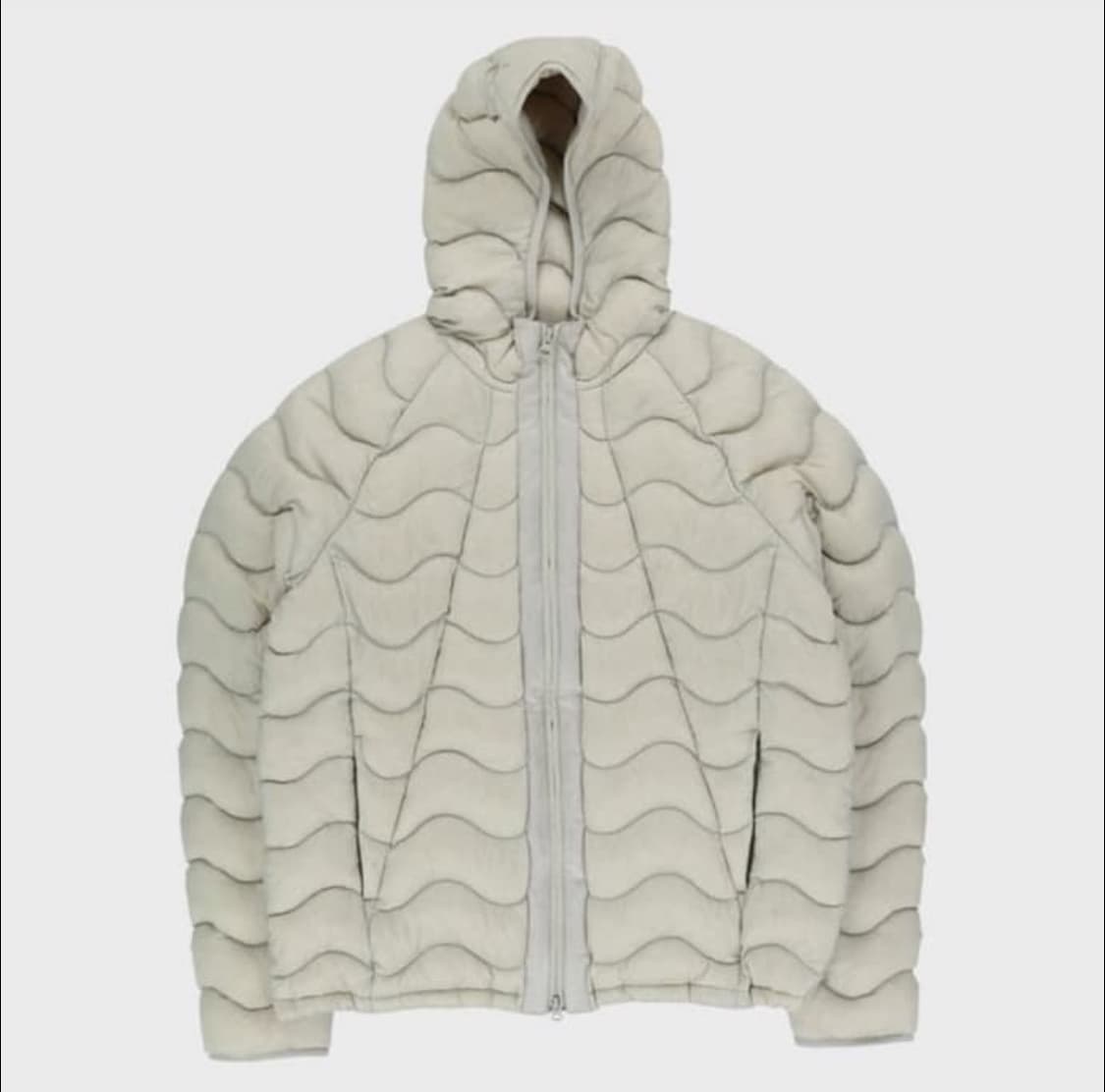 더콜디스트모먼트 푸퍼 자켓 웨이브 물결 경량 패딩 라이트 그레이 상품이미지1