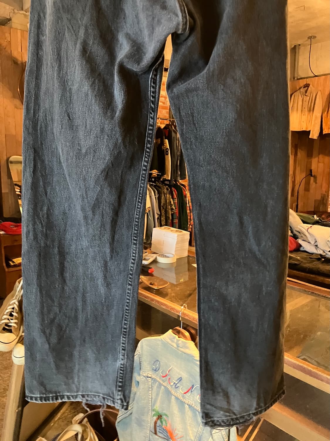 빅사이즈 90s USA 빈티지 리바이스 501 0660 블랙진 데님 팬츠 상품이미지7