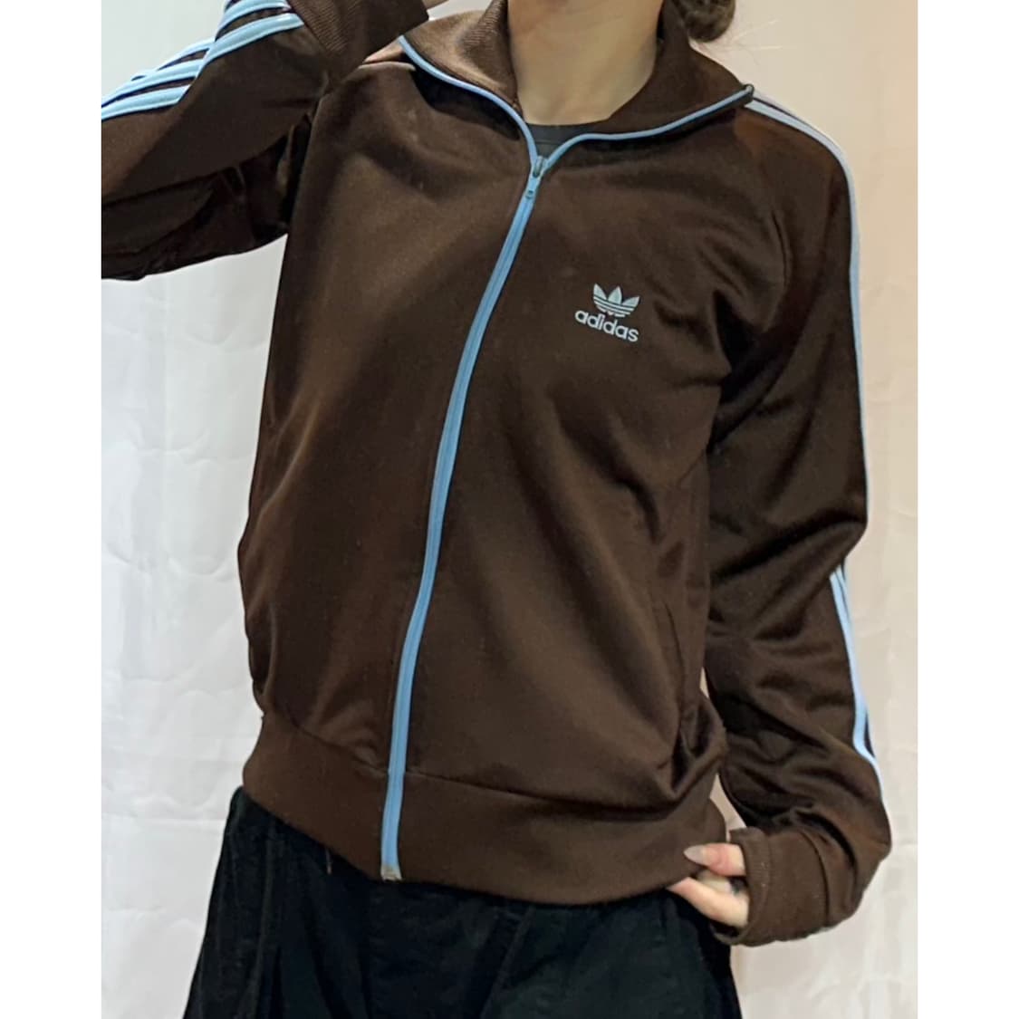 아디다스 파이어버드 하늘색 삼선 브라운 트랙탑 상품이미지1