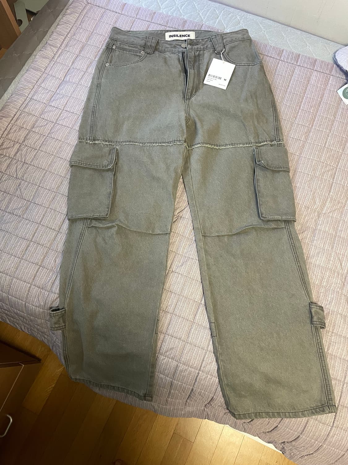 새상품)인사일런스 컷오프카고팬츠 카키M 판매 상품이미지4