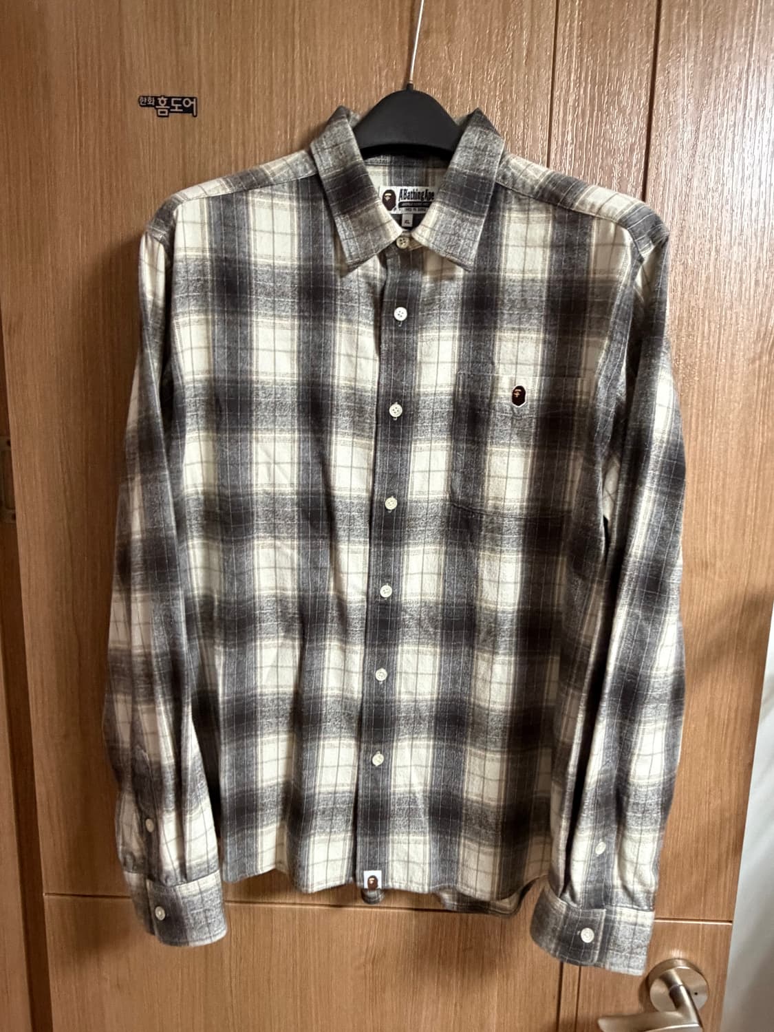 [XL] 베이프 에이프 헤드 원 포인트 플란넬 체크 셔츠 상품이미지2