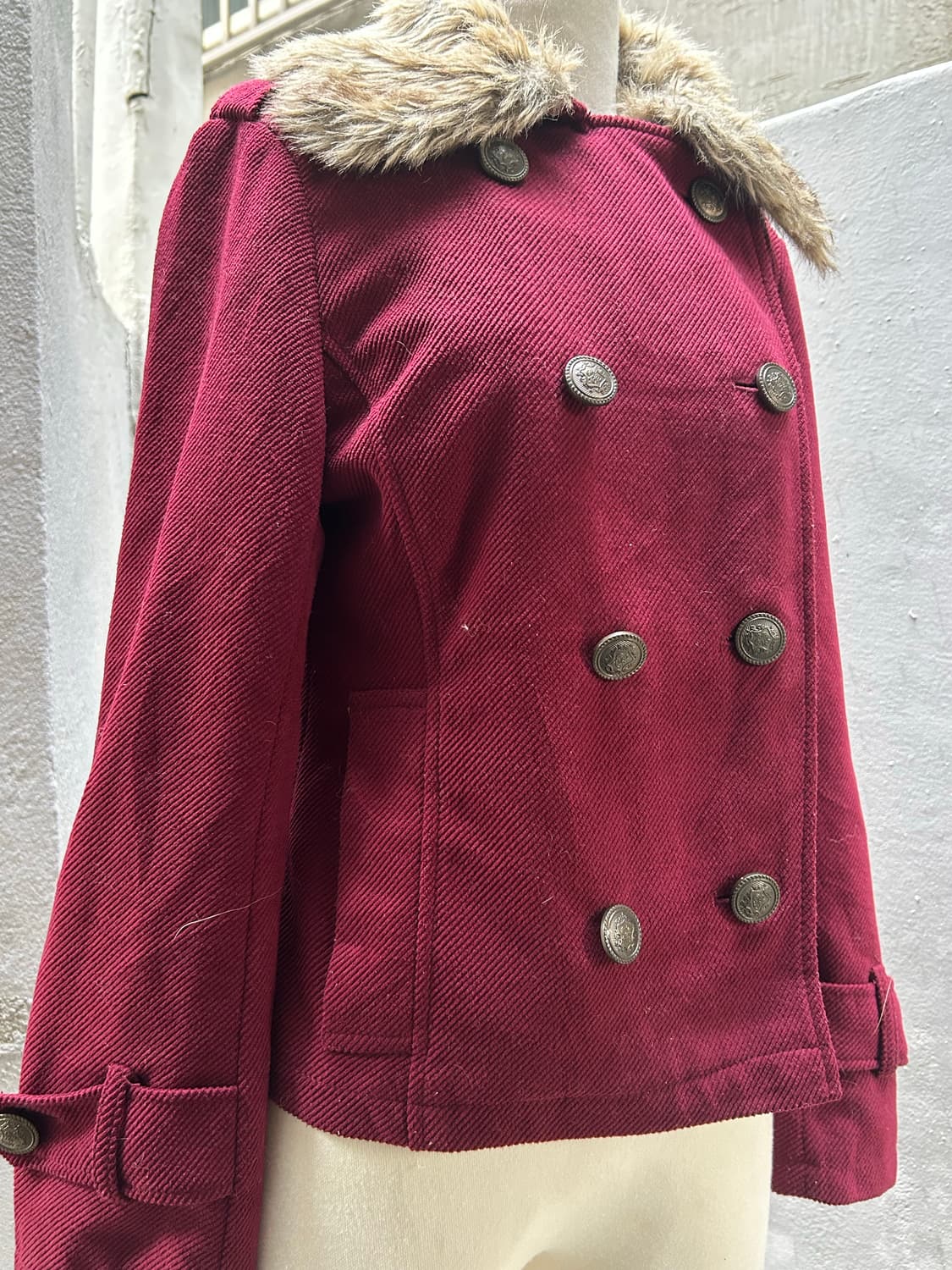 *rare design* 2000s JPN 나폴레옹 퍼 버건디 자켓 상품이미지3