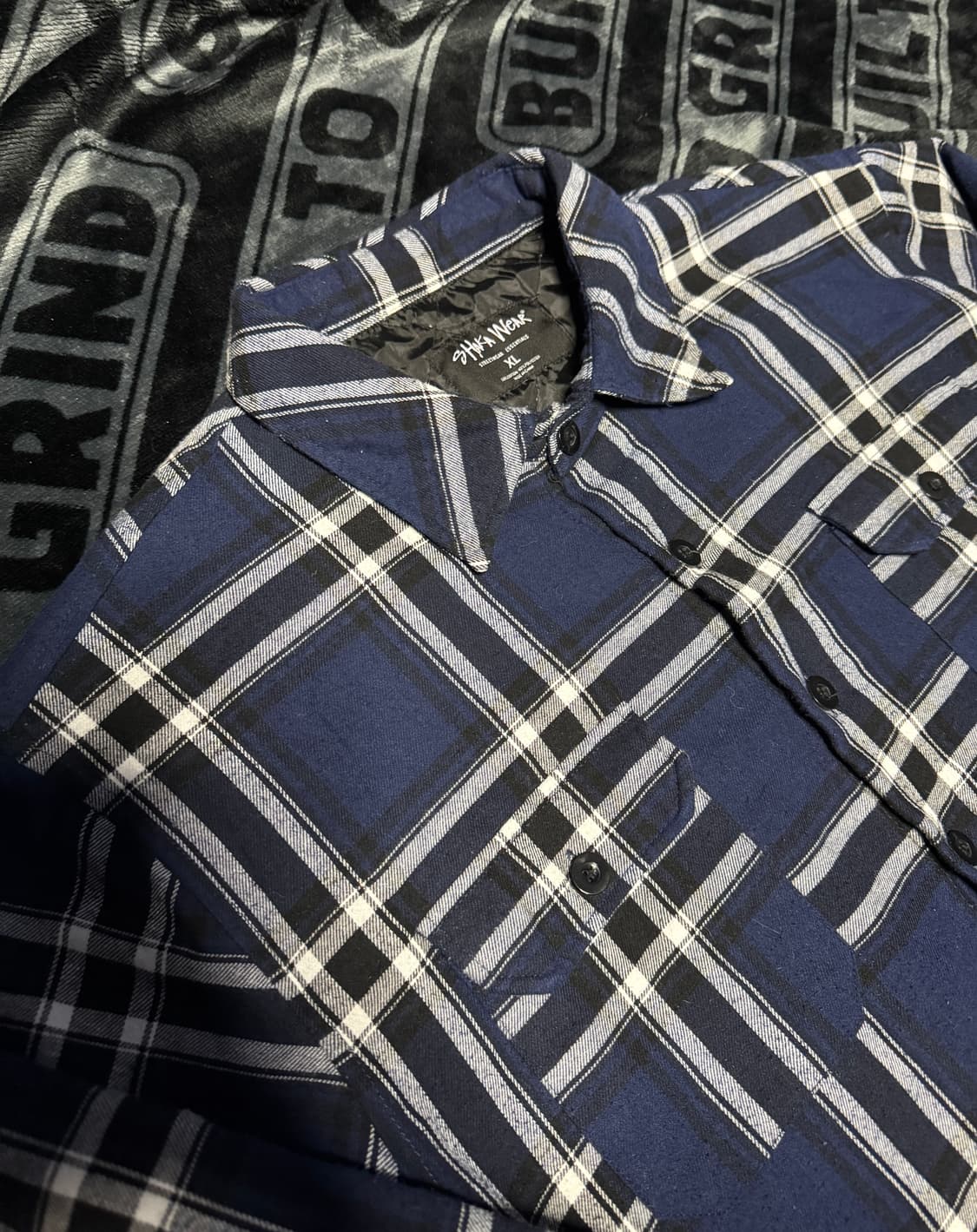 샤카웨어 퀼티드 셔츠 네이비 블루 체크 상품이미지3