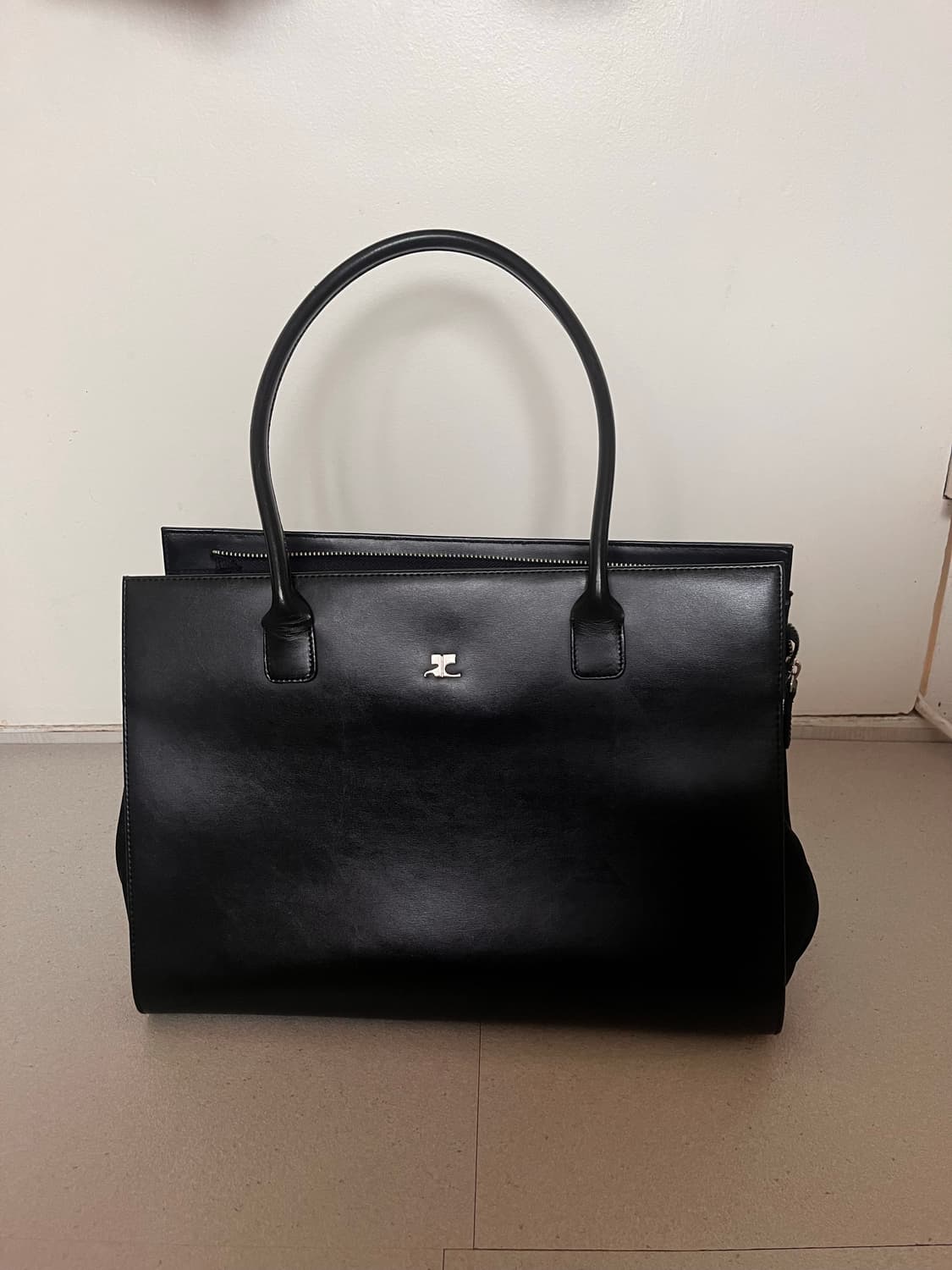 꾸레쥬 courreges 블랙레더 토트백 숄더백 상품이미지2