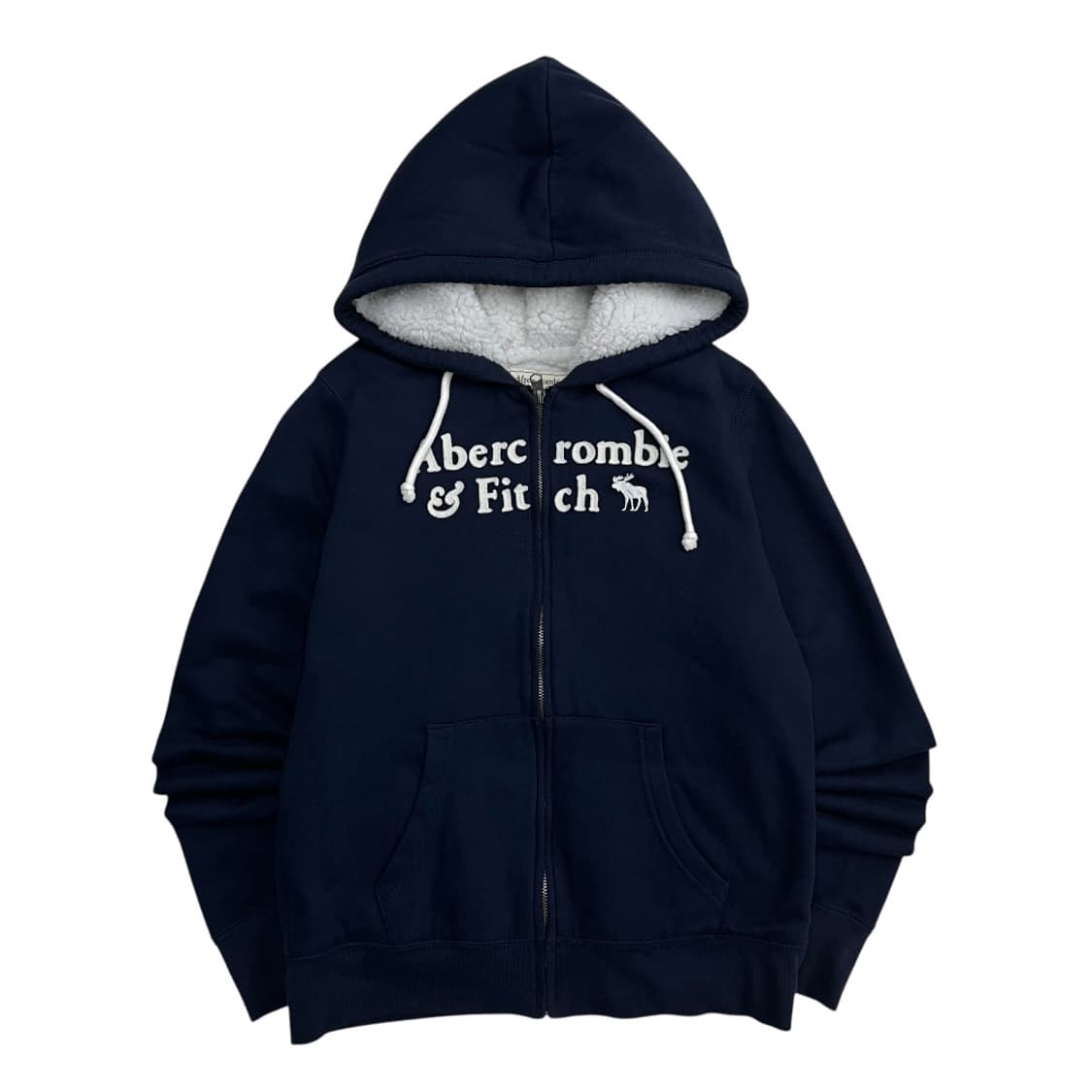 아베크롬비 센터로고 네이비 양털 후드집업 M 상품이미지2