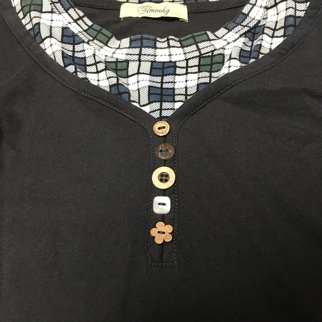 빈티지 모리걸 단추 레이어드티 상품이미지2