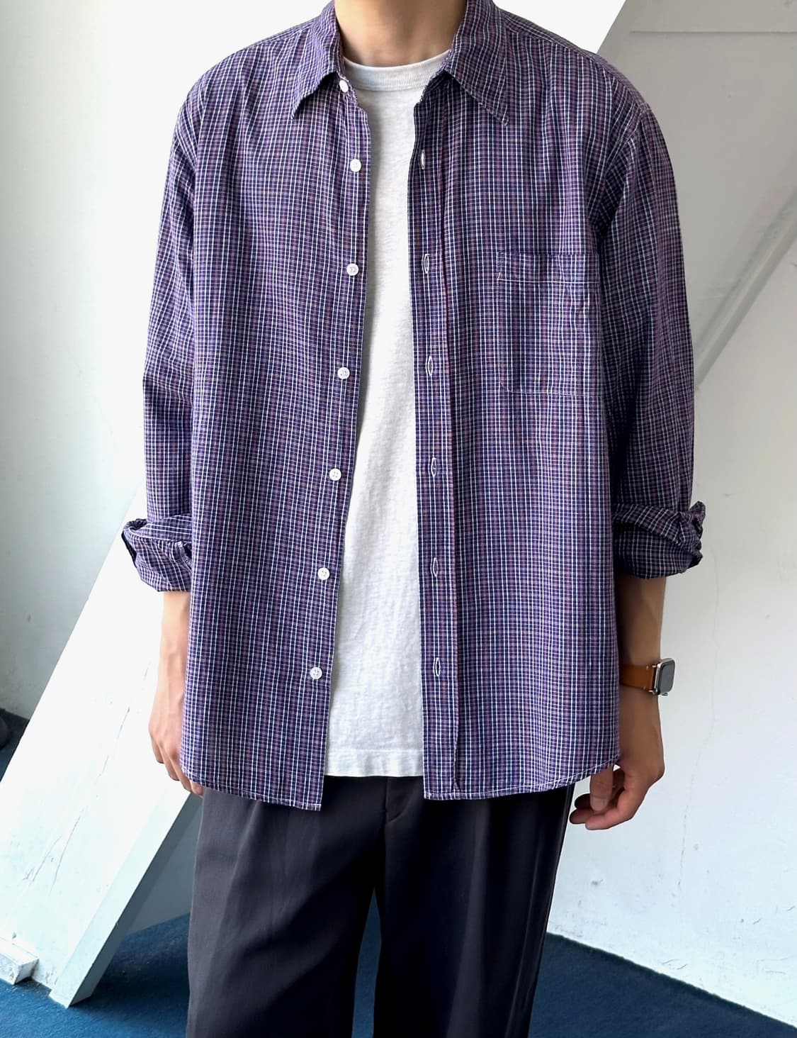 High count cotton check L/S shirt 상품이미지7
