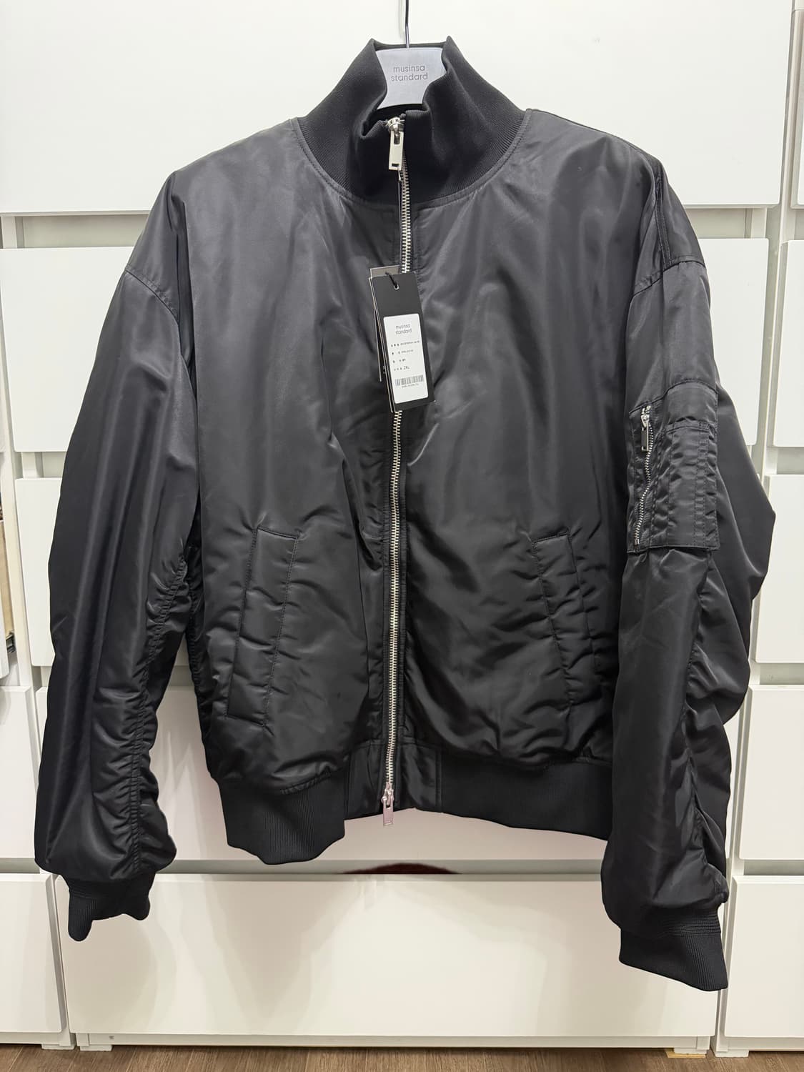 [2XL] 무신사스탠다드 오버사이즈 하이넥 MA-1 봄버 자켓 블랙 상품이미지2