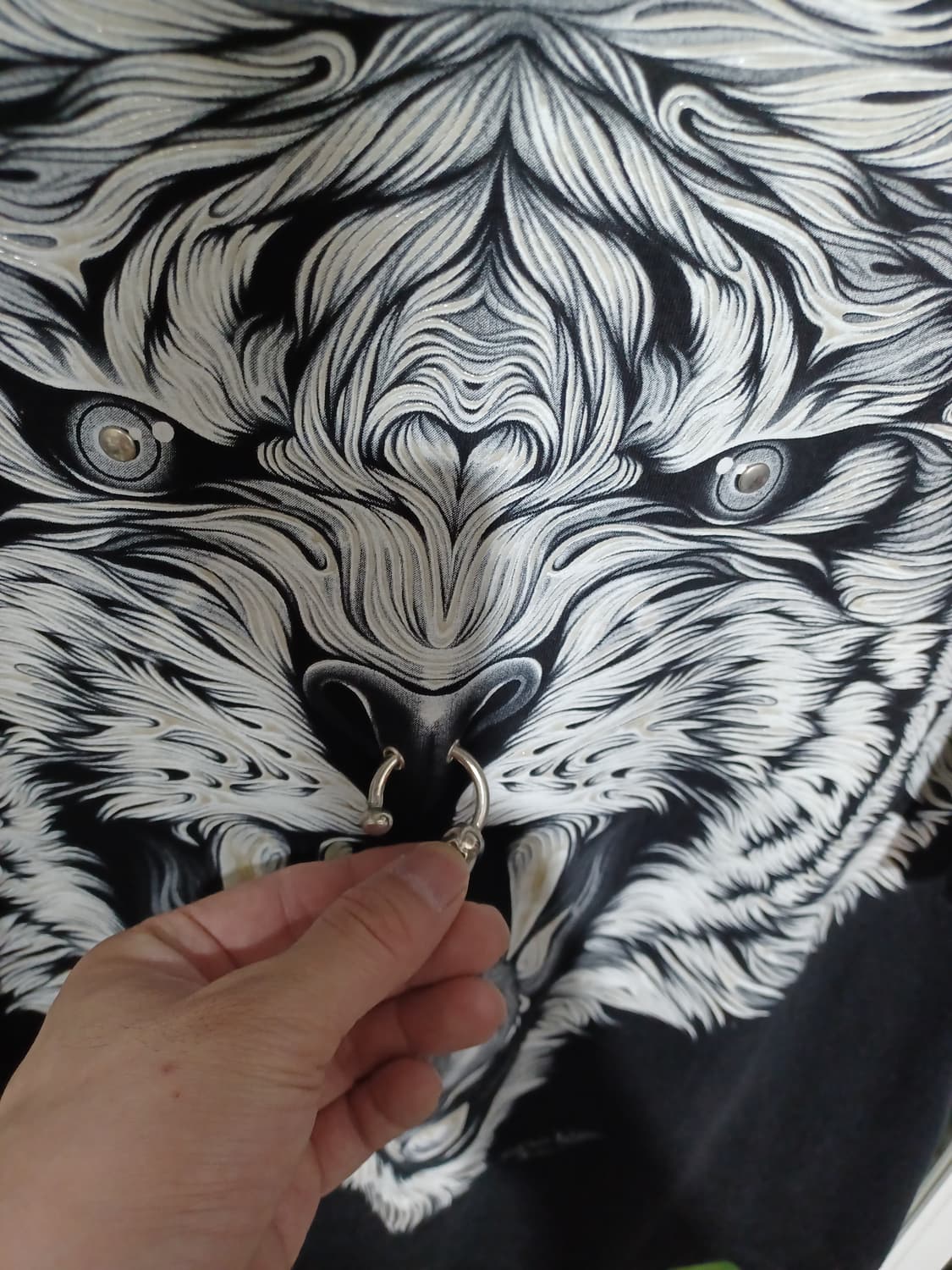 빈티지 백호 문양 반팔 L 상품이미지4