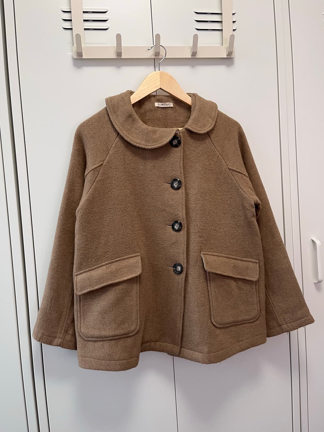 Self service 둥근카라 사와코모리 울 코트 상품이미지3