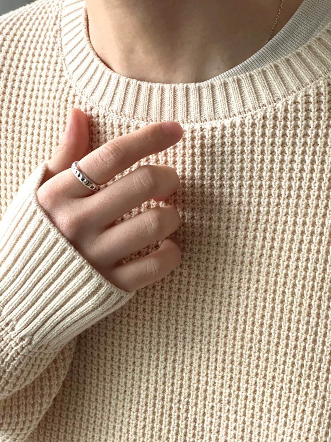 Cotton loose woven crew neck knit P/O 상품이미지8