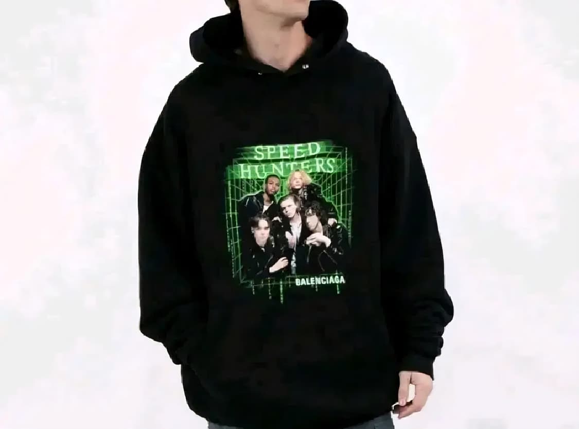 새상품 정품 발렌시아가 스피드헌터 오버핏 후드 블랙 네온 M 두툼함 상품이미지3