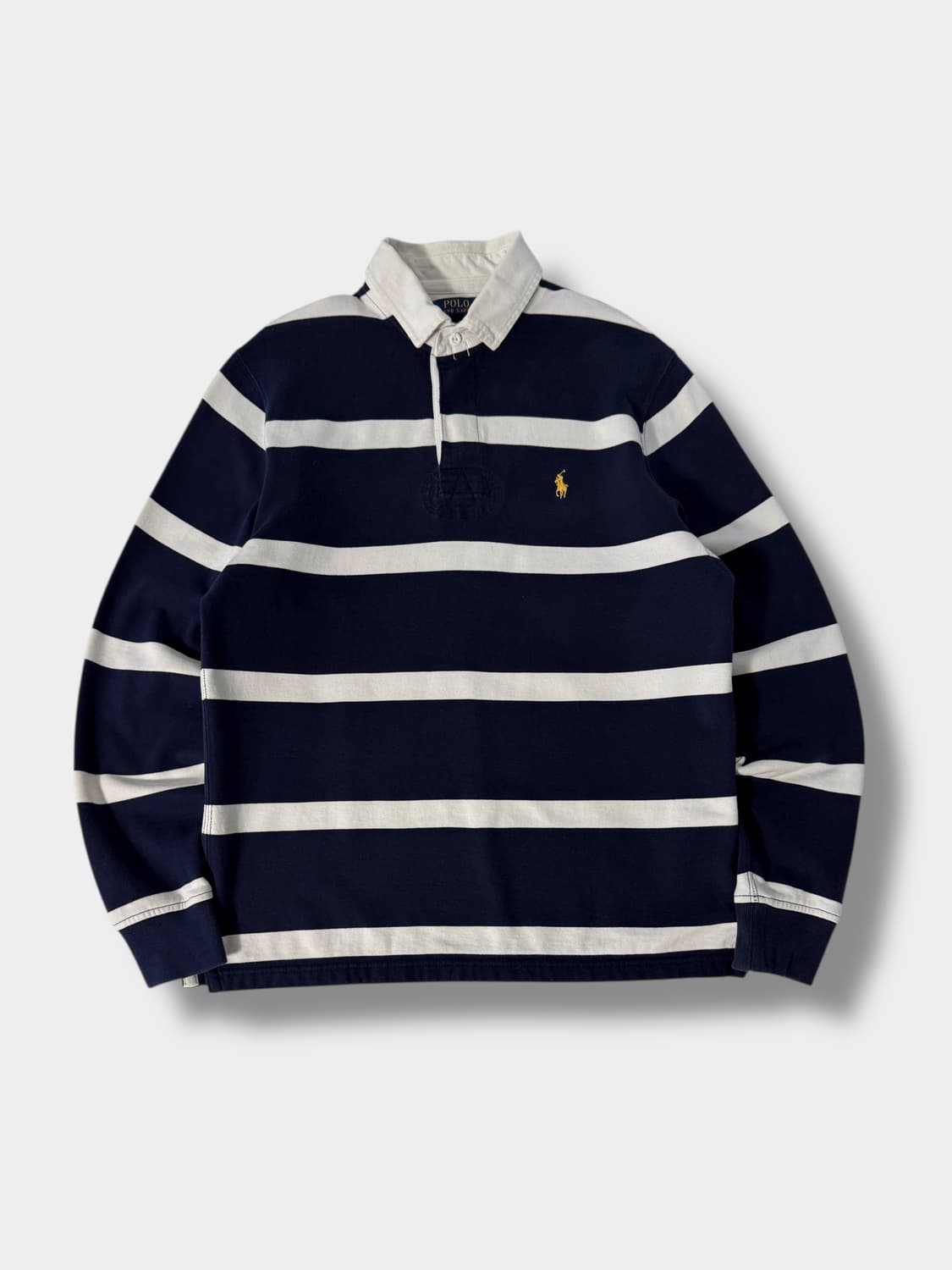 폴로 랄프로렌 루즈핏 신형 QR라벨 네이비 스트라이프 럭비 스웻 셔츠 상품이미지1