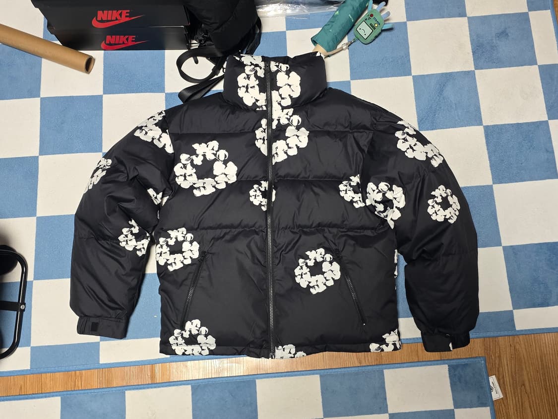 [S] 데님 티어스 코튼 리쓰 다운 자켓 패딩 블랙 상품이미지3