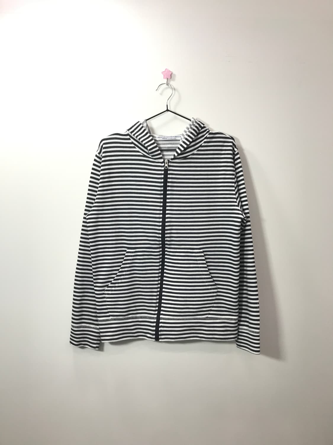 Jpn Black & White Striped Hooded Zip-Up 상품이미지1