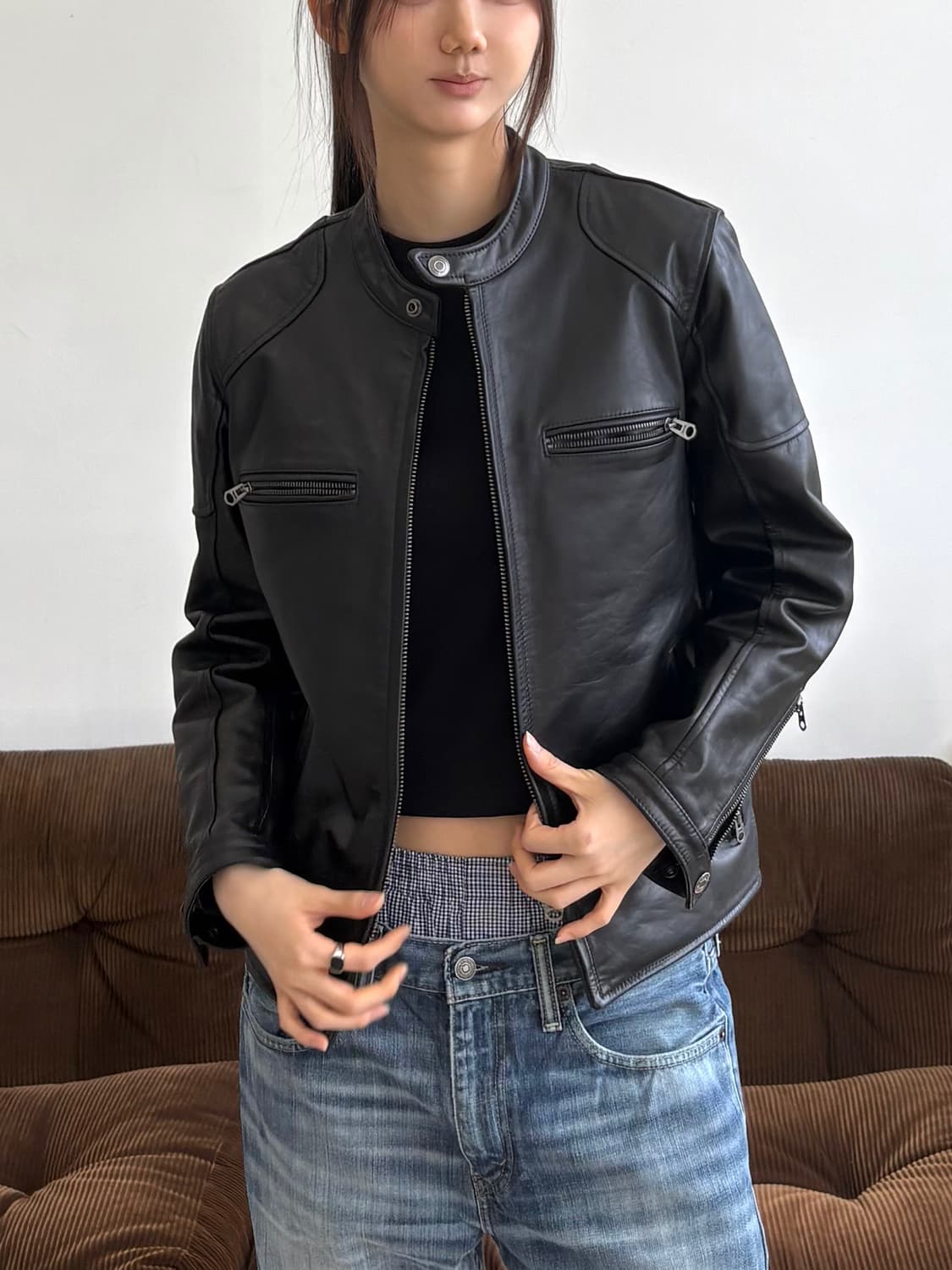 클래식 싱글 라이더 레더 자켓 상품이미지1