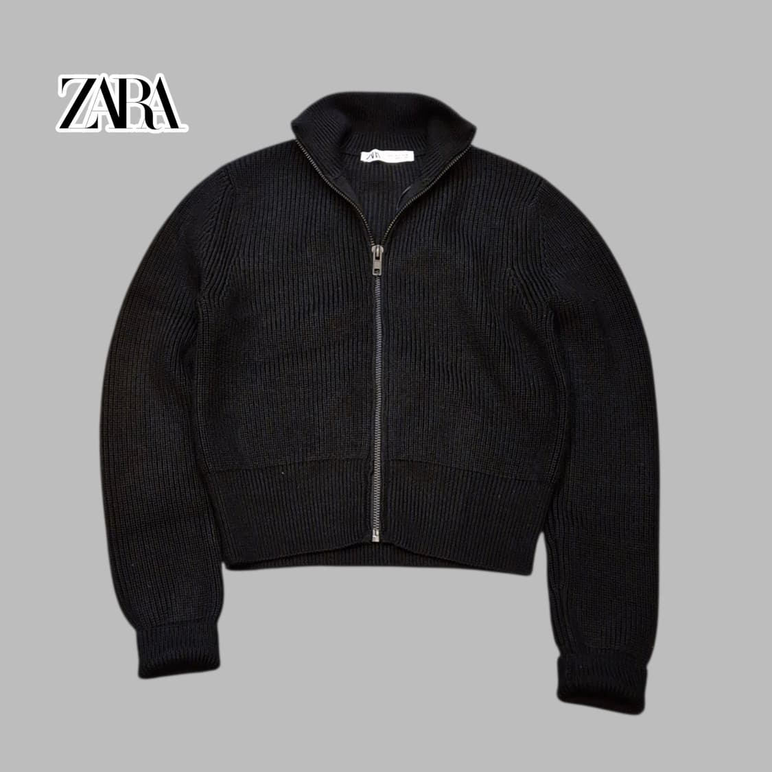 여성-S 자라 블랙 숏 집업니트  상품이미지1