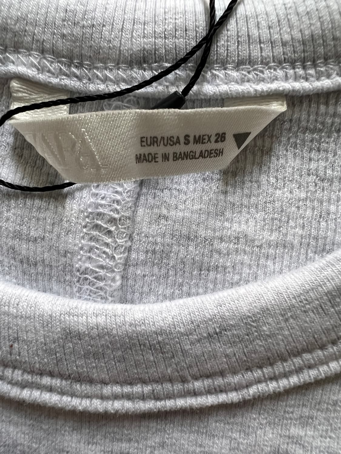 새상품 자라 크롭슬리브리스탑 멜란지 그레이 상품이미지3