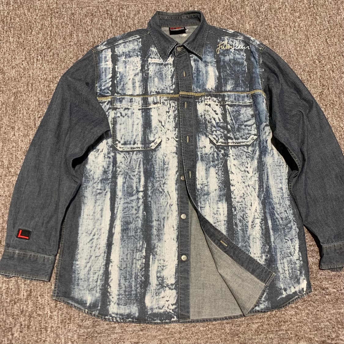 L) FUBU 푸부 빈티지 청 데님 셔츠 Y2K 상품이미지2