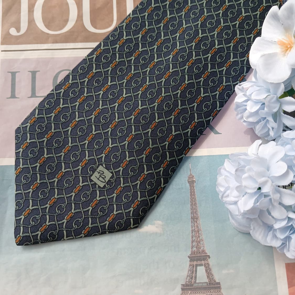 피에르 발망 넥타이 네이비 패턴 A+~A등급 E898
 상품이미지8