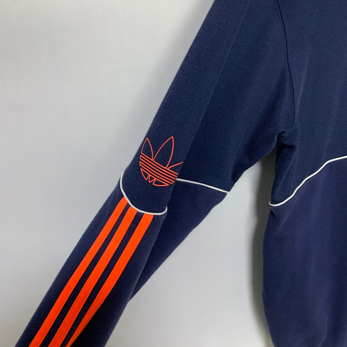 아디다스 빈티지 네이비 오렌지 형광 로고 후드티 트레포일 XL 상품이미지7