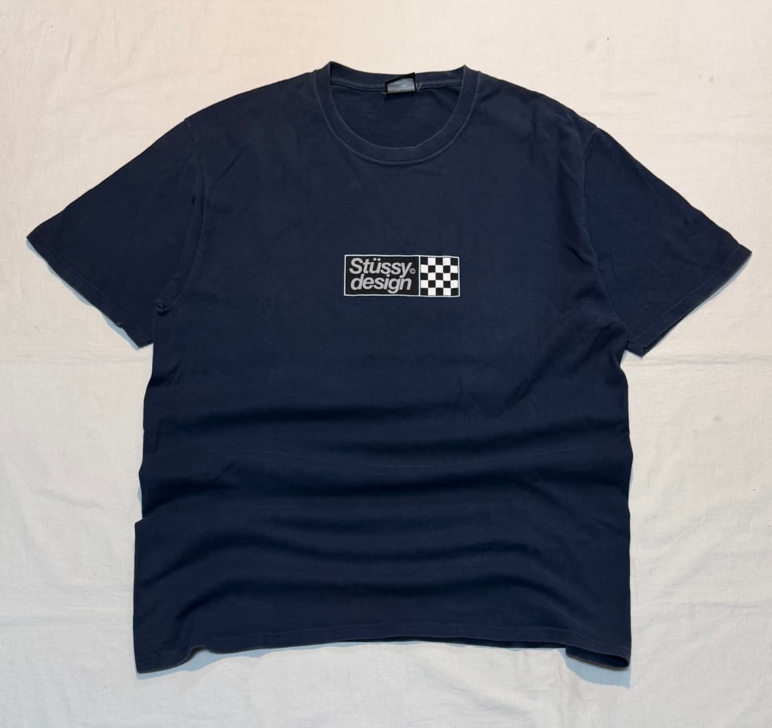 스투시 디자인 박스로고 반팔 티셔츠 네이비 상품이미지1