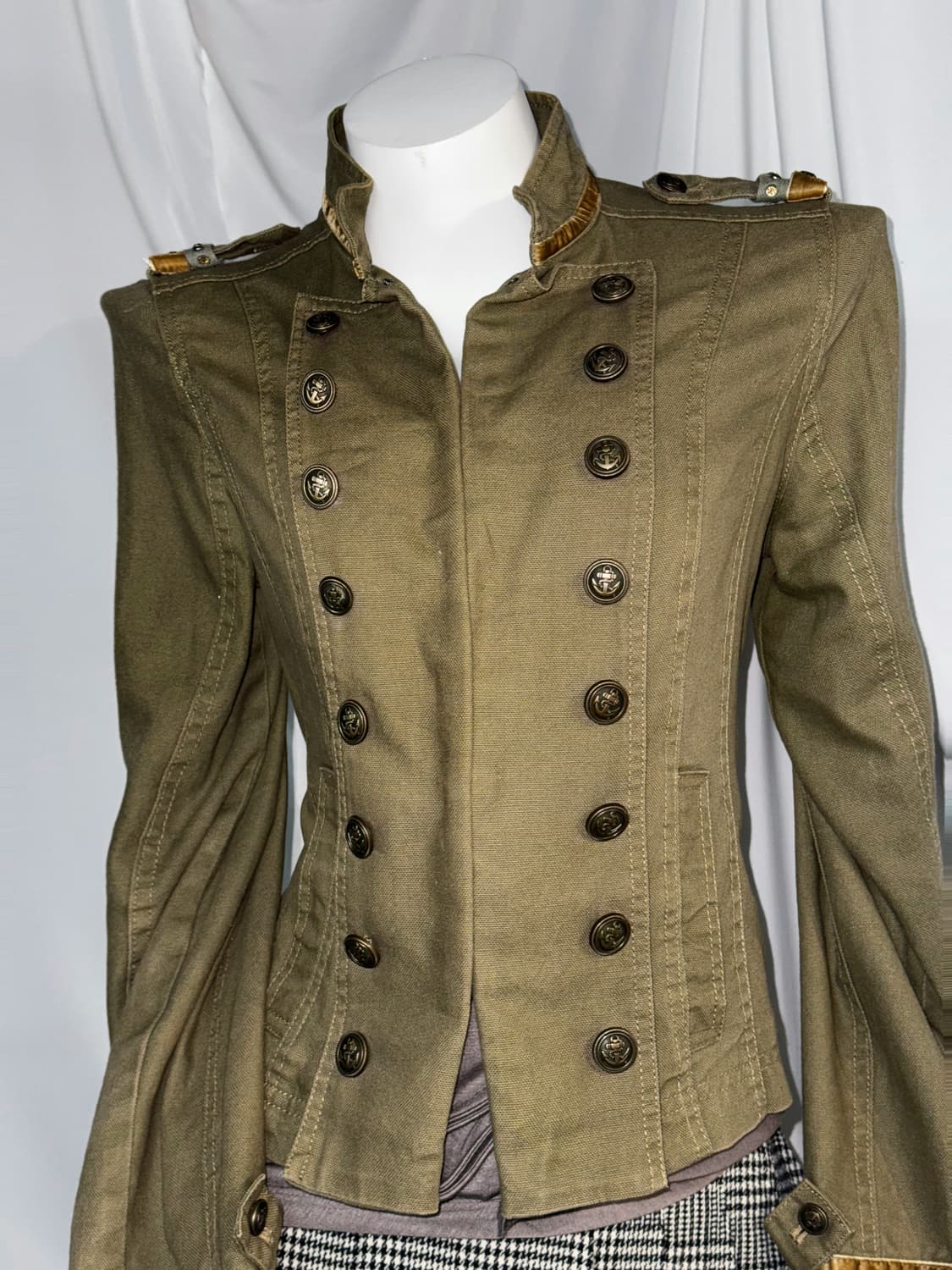 나폴레옹자켓 Y2k 카키 그런지 셔링 코디세트 상품이미지8