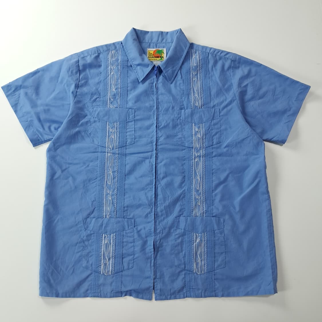 CK448 L 과야베라 90s 4포켓 블루 반팔 집업 셔츠 상품이미지1