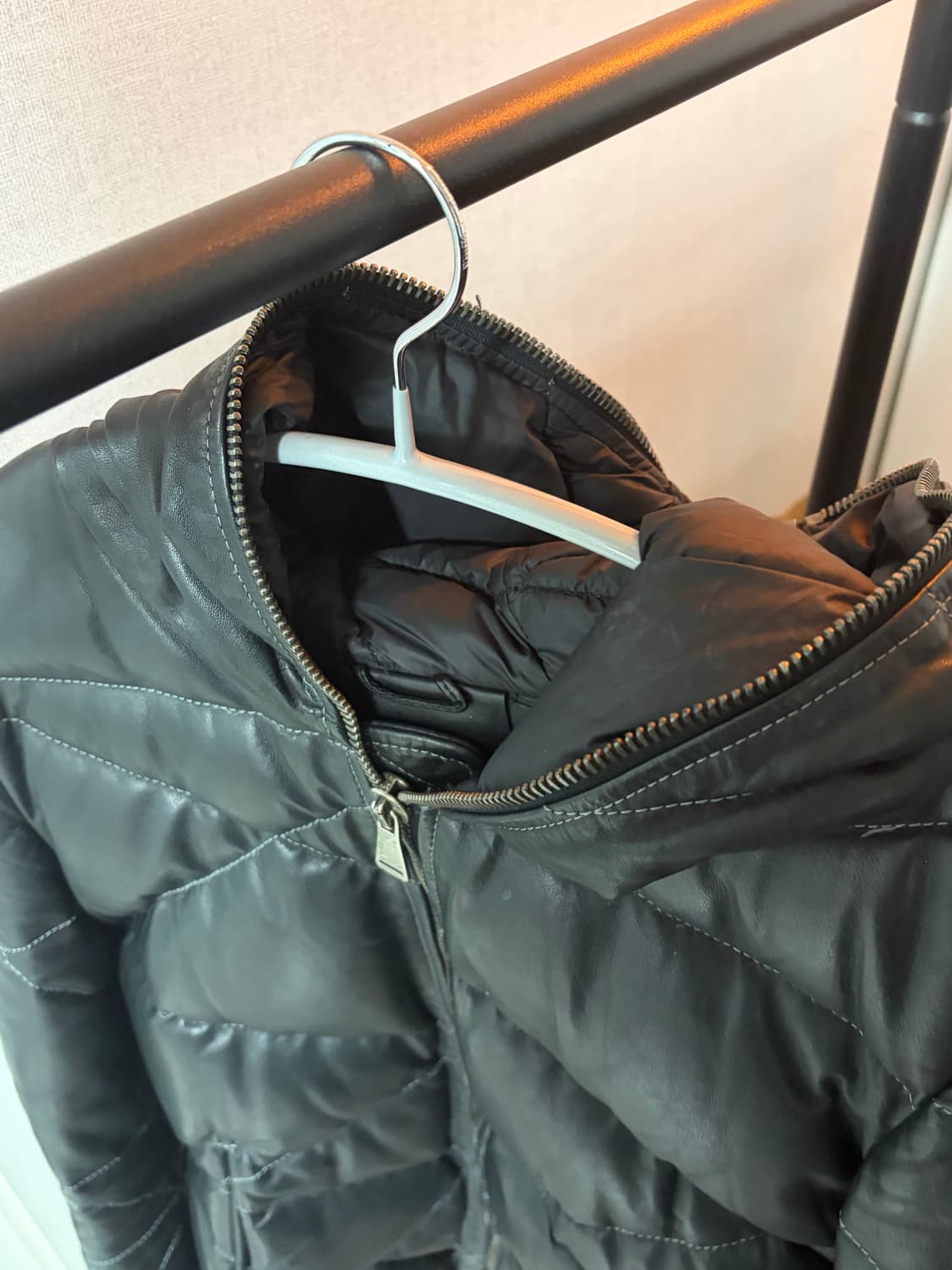 10sei0otto leather hooded down jacket M 상품이미지3