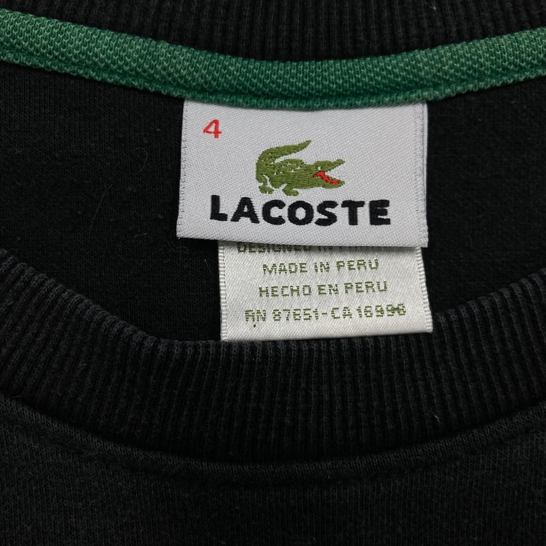라코스테 빅로고 블랙 맨투맨 상품이미지3