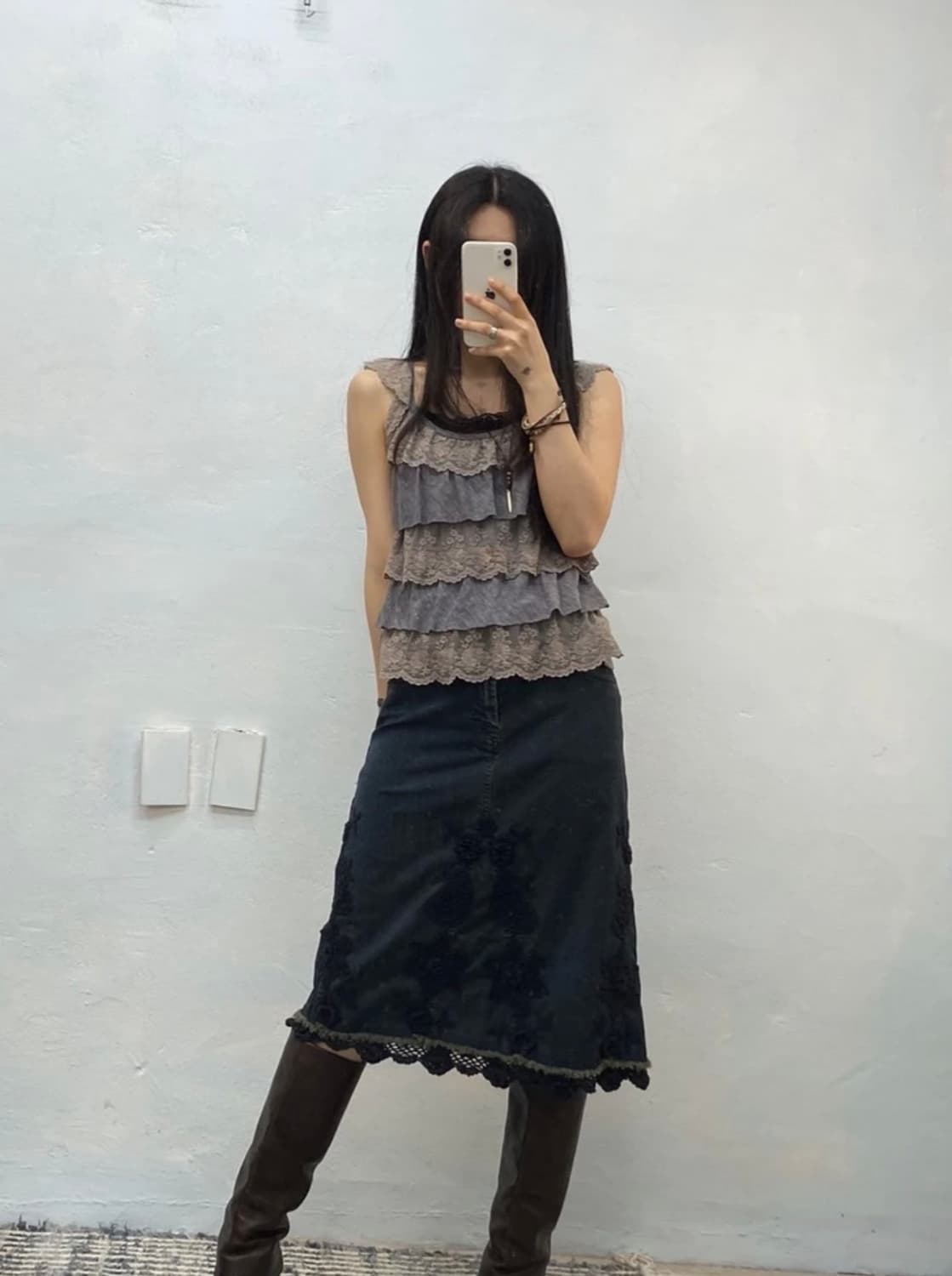 [1672]Scapa ethnic denim skirt 상품이미지3